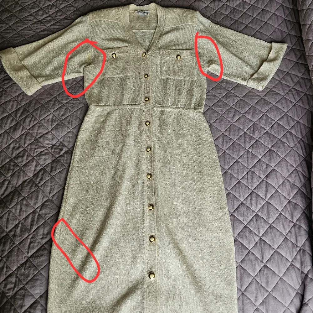 St.John By Marie Gray VTG Elegant Butter Yellow Cream Gold ButtonDown Dress Sz 4